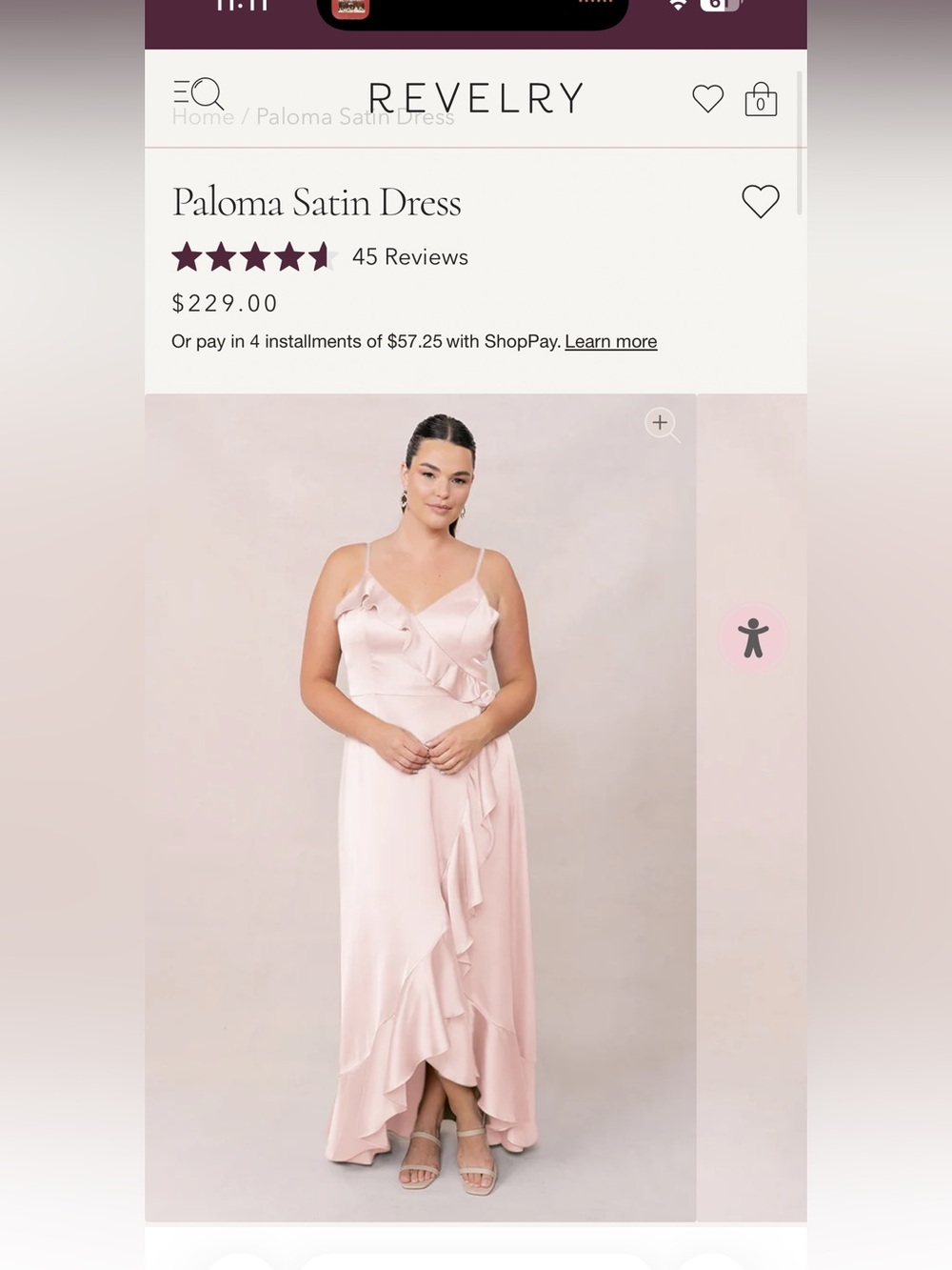 Revelry Paloma Satin Maxi Dress in Blush 705